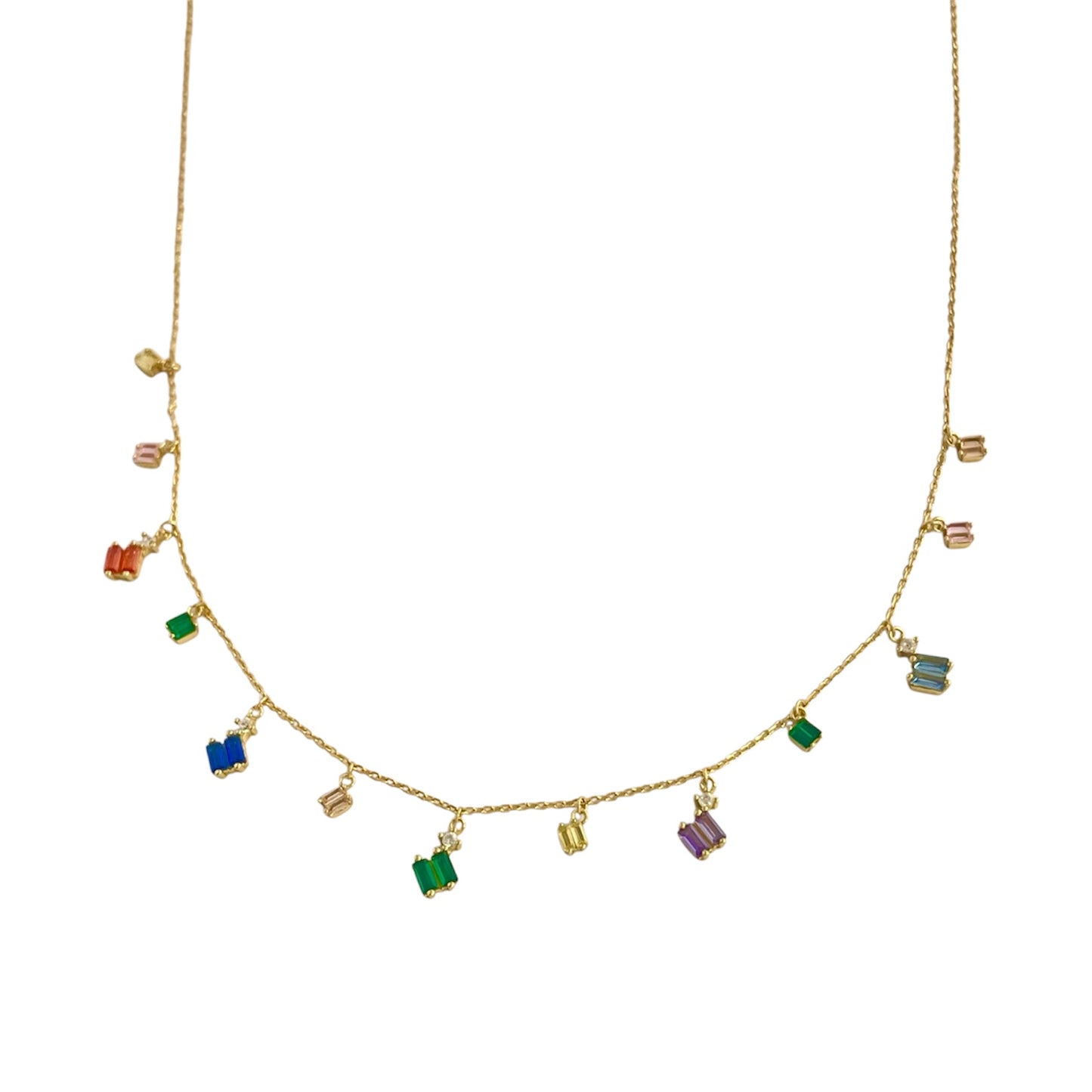 Collar Multicolor Plata de Ley 925 Baño en Oro 18K