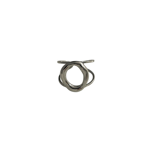 Anillo Abstracto Pequeño Plateado