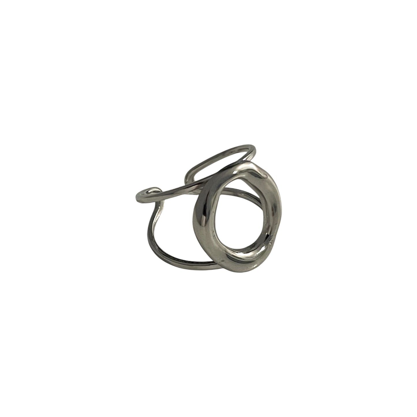 Anillo Abstracto Pequeño Plateado