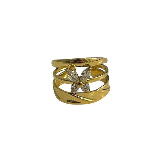 Anillo Alas de Cristal Dorado