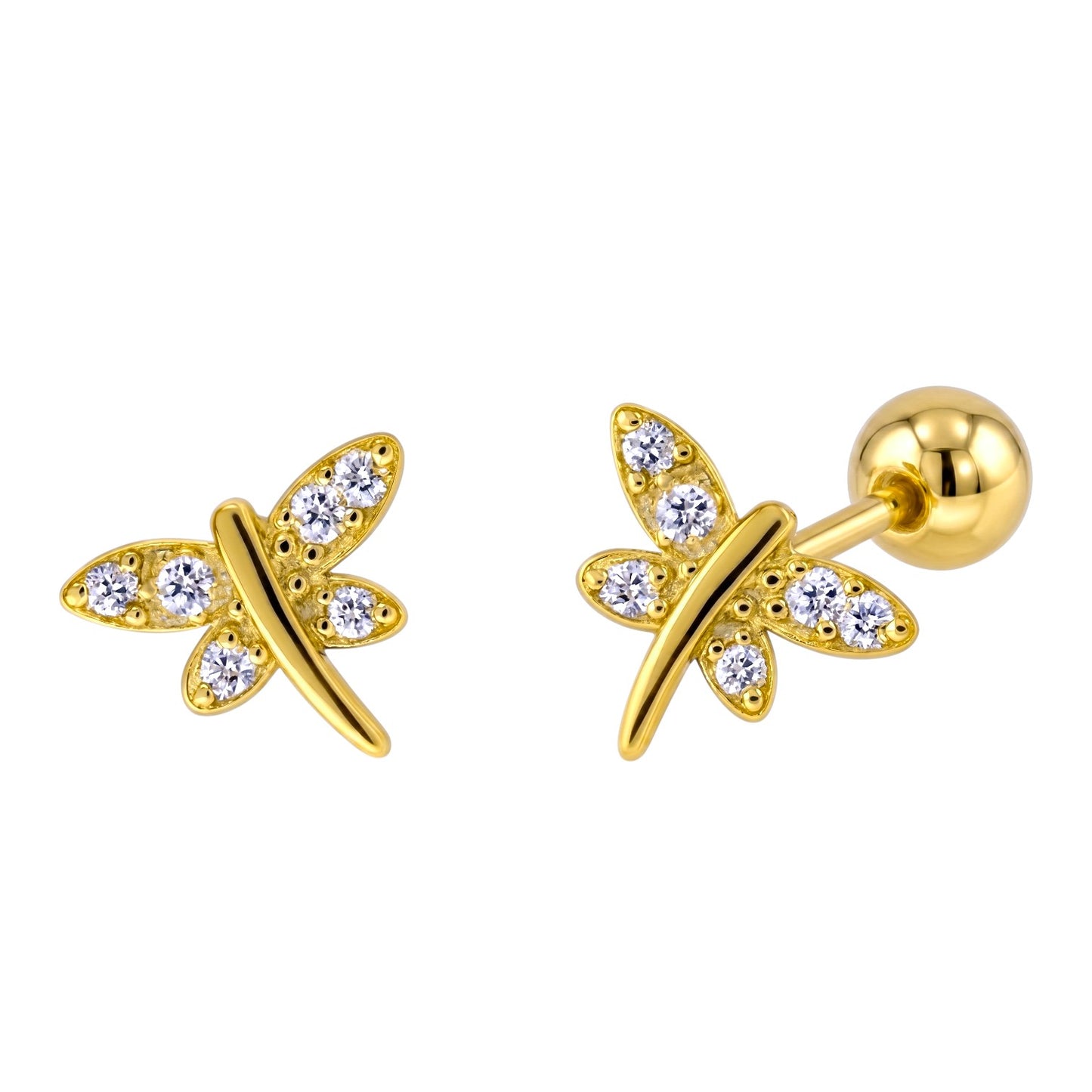 Piercing Libélula Plata de Ley 925 Baño en Oro