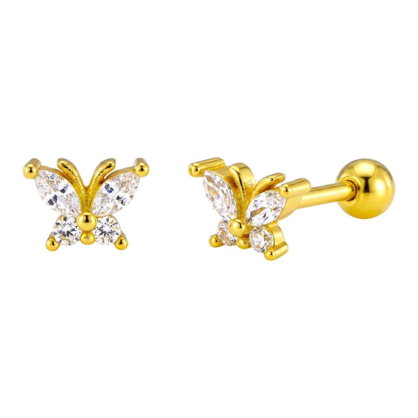 Piercing Mariposa Plata de Ley