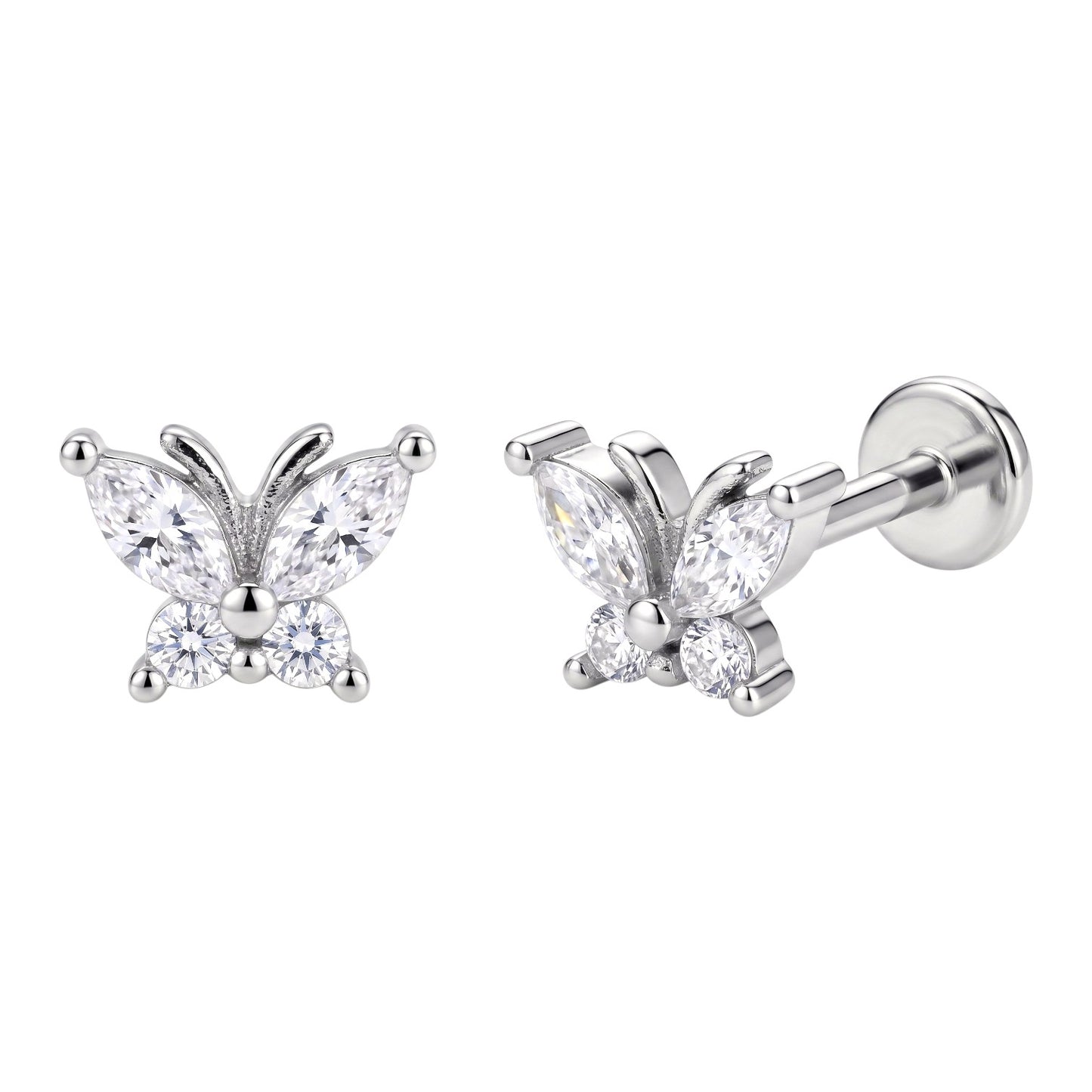 Piercing Mariposa Plata de Ley