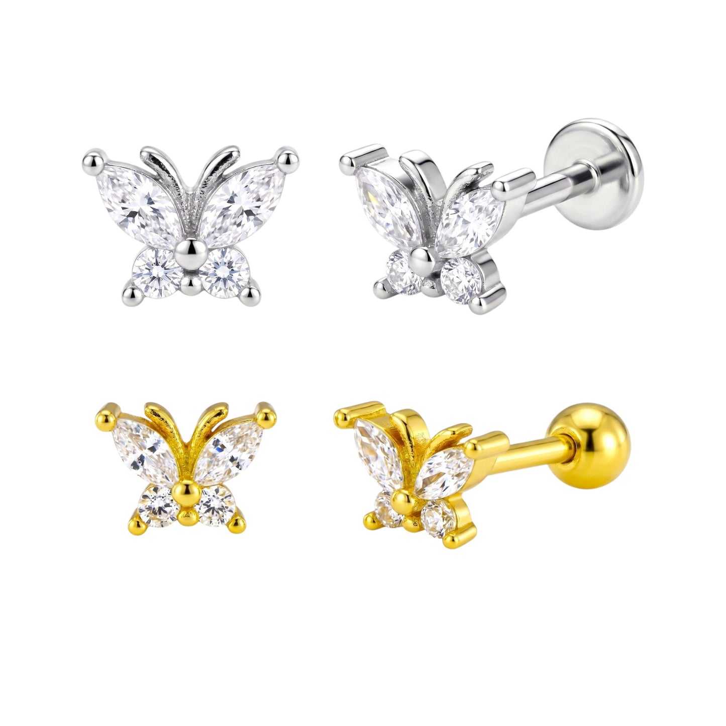 Piercing Mariposa Plata de Ley